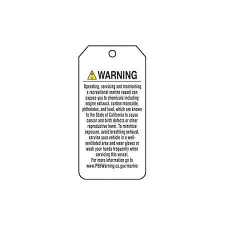 Accuform Mini Safety Tags, WARNING OPERATING SERVICING MAINTAINING A RECREATIONAL MARINE VESSEL, 25PK TRM205CTP